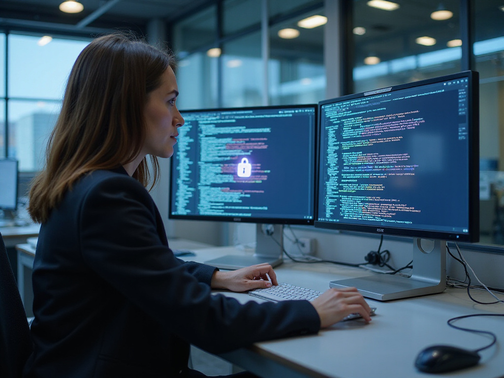 Professional using OpenClaw Governance Framework on dual monitors