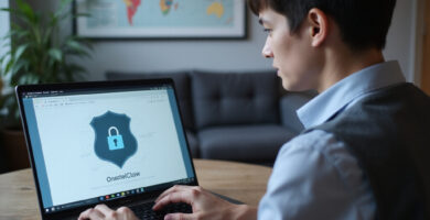Person studying OpenClaw Plugin Security Risks on laptop