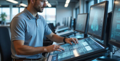Caucasian man applying Best OpenClaw Security Practices with AI bot
