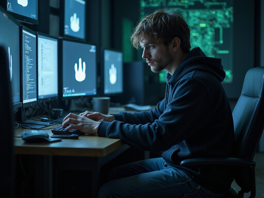 Hacker using OpenClaw symbol on computer in dark room