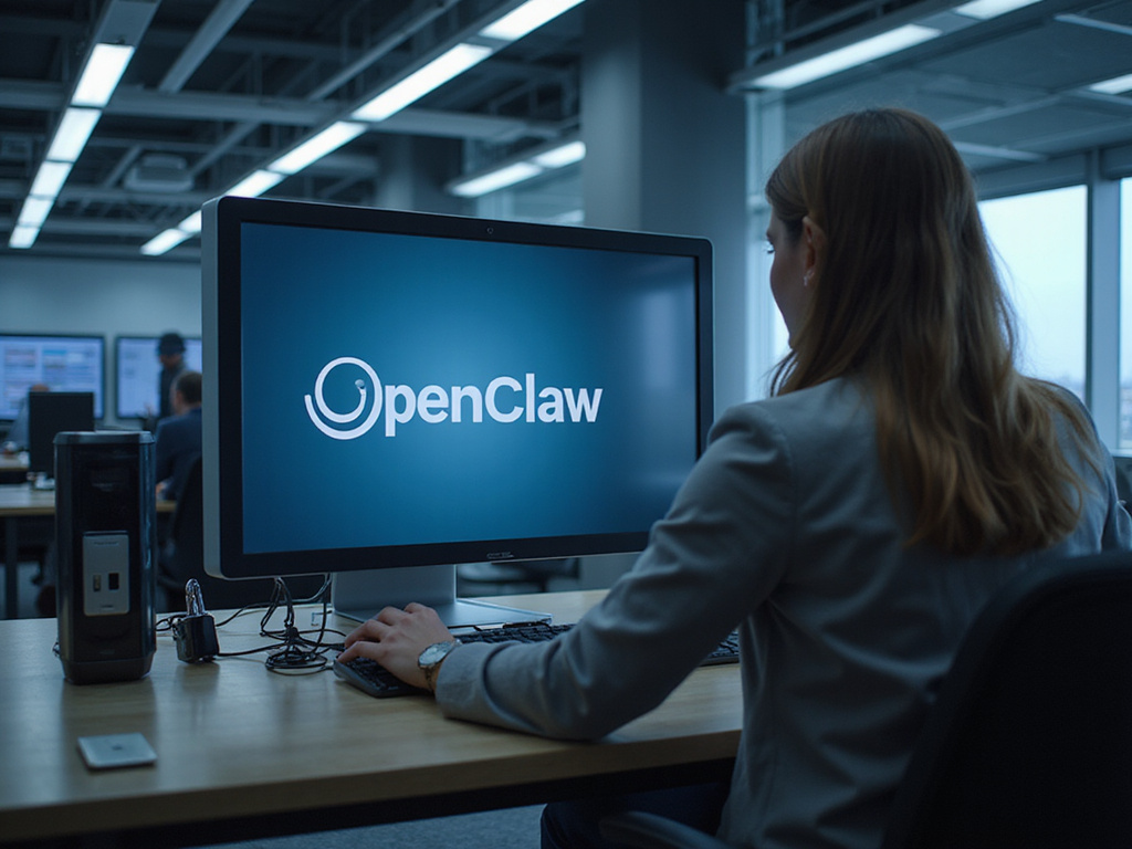 OpenClaw logo on secured enterprise workstation