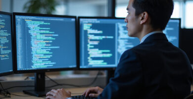Tech professional using OpenClaw Security Governance in modern office