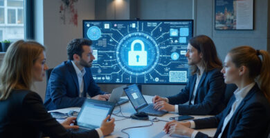 OpenClaw Security Hardening symbolized in a high-tech office setting
