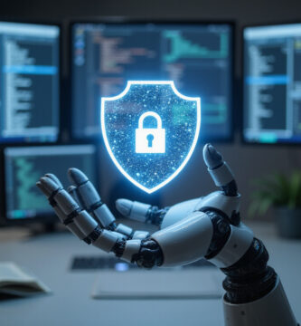 AI robot hand represents OpenClaw Security Review in tech office