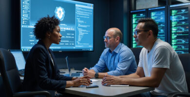Cybersecurity team analyzing OpenClaw security risks in high-tech room