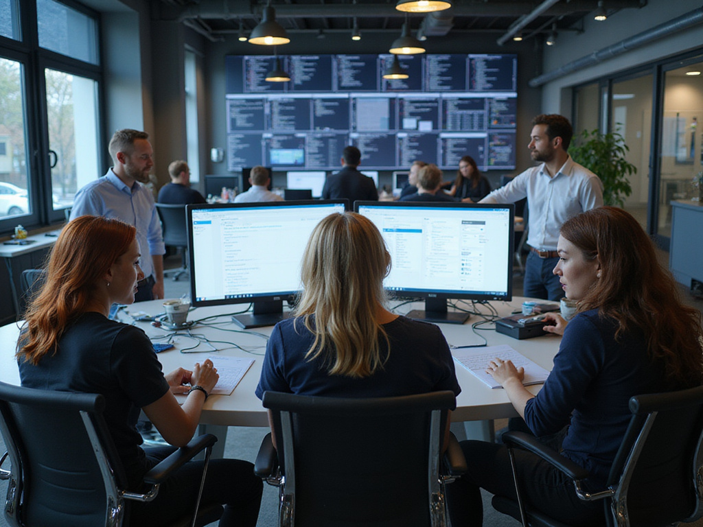 Diverse team working on OpenClaw vs LangChain Security in tech environment